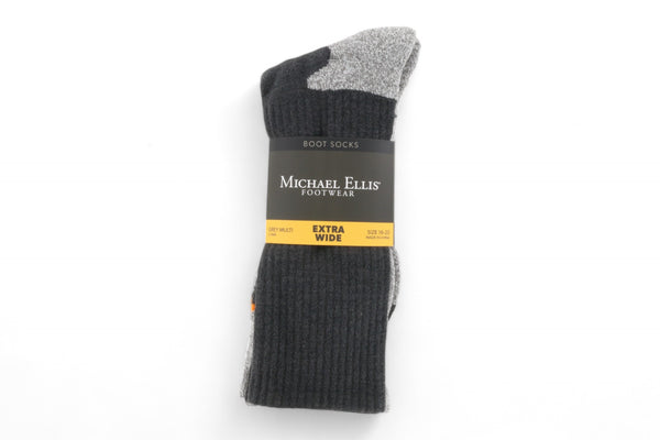 Michael Ellis BIG Work Boot & Hiking Socks Grey 2-Pack - Extra Wide