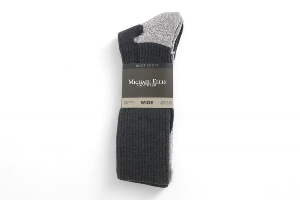 Michael Ellis BIG Work Boot & Hiking Socks Grey 2-Pack - Wide