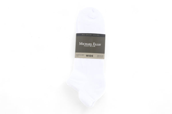 Michael Ellis BIG No Show Socks White/Grey 3-Pack - Wide